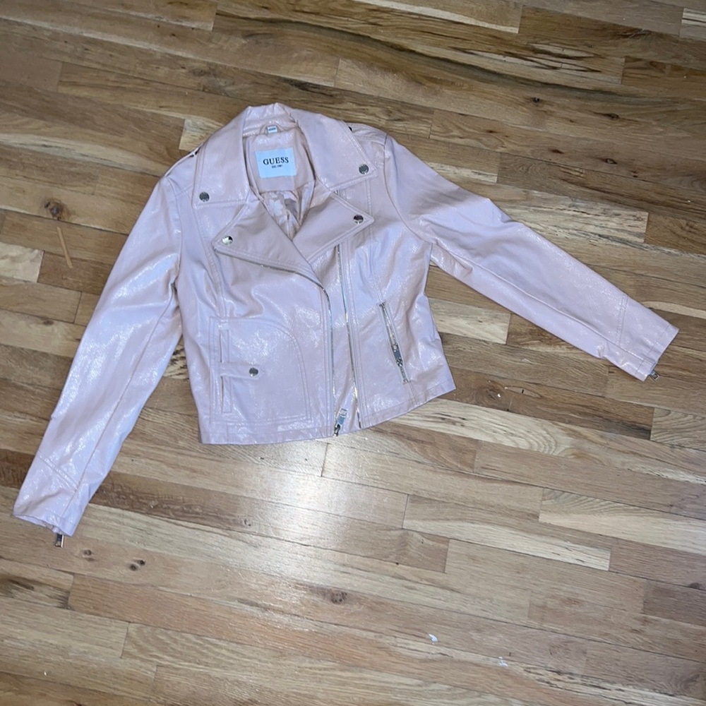 GUESS FAUX LEATHER MOTO JACKET